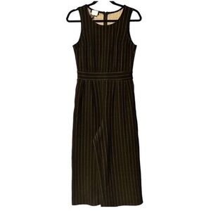 Papillon Womens Black Pinstripe Sleeveless Wide Leg Jumpsuit Size S